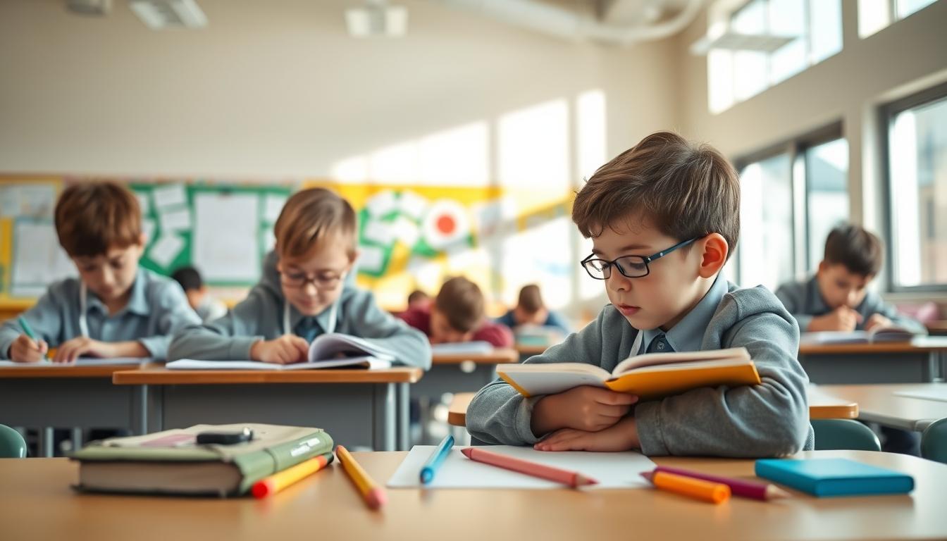 Student using a study guide to organize academic notes